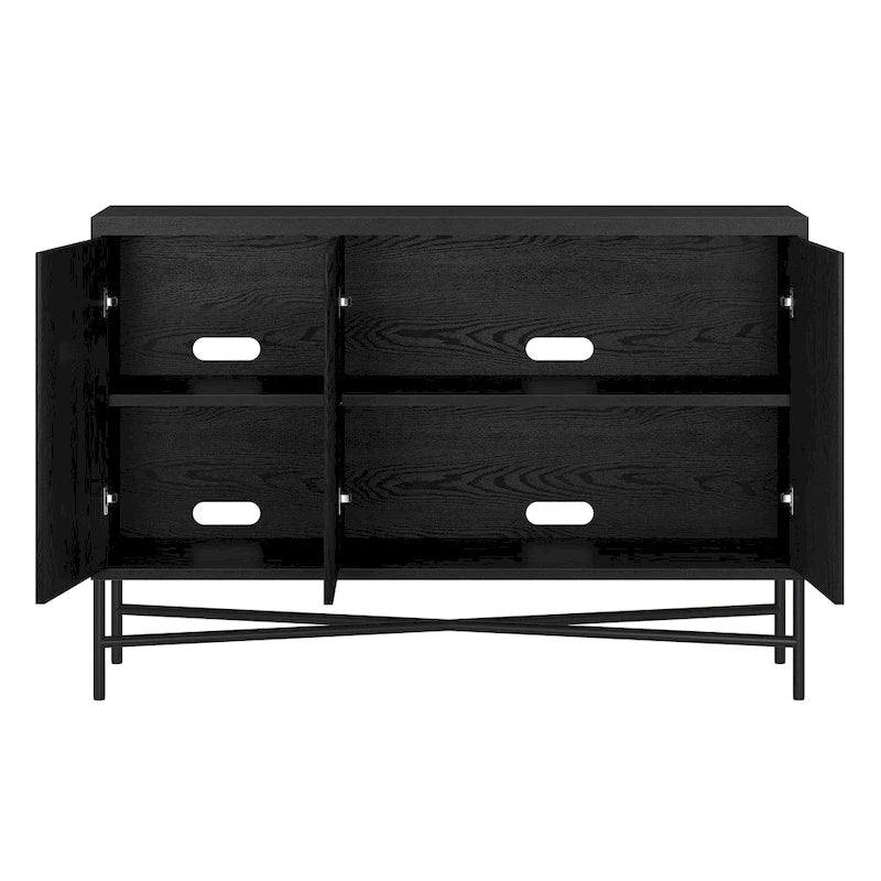 48" Rectangular Buffet Sideboard – Black Grain / White / Alder White, 3-Door