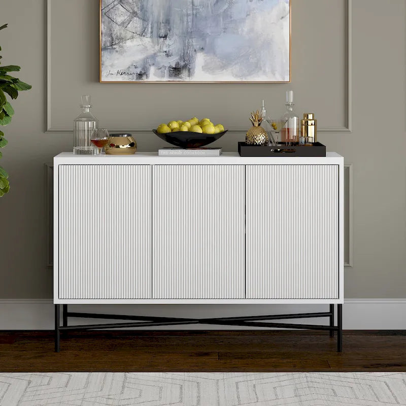 48" Rectangular Buffet Sideboard – Black Grain / White / Alder White, 3-Door