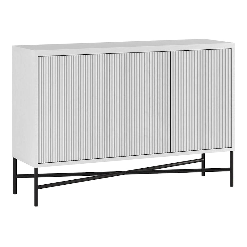 48" Rectangular Buffet Sideboard – Black Grain / White / Alder White, 3-Door