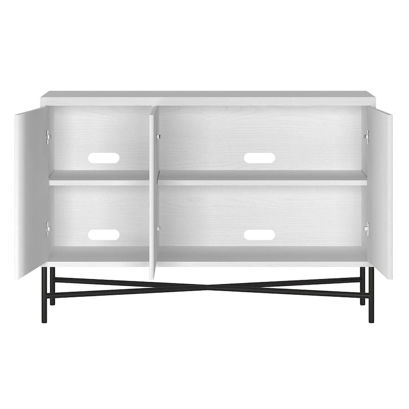 48" Rectangular Buffet Sideboard – Black Grain / White / Alder White, 3-Door