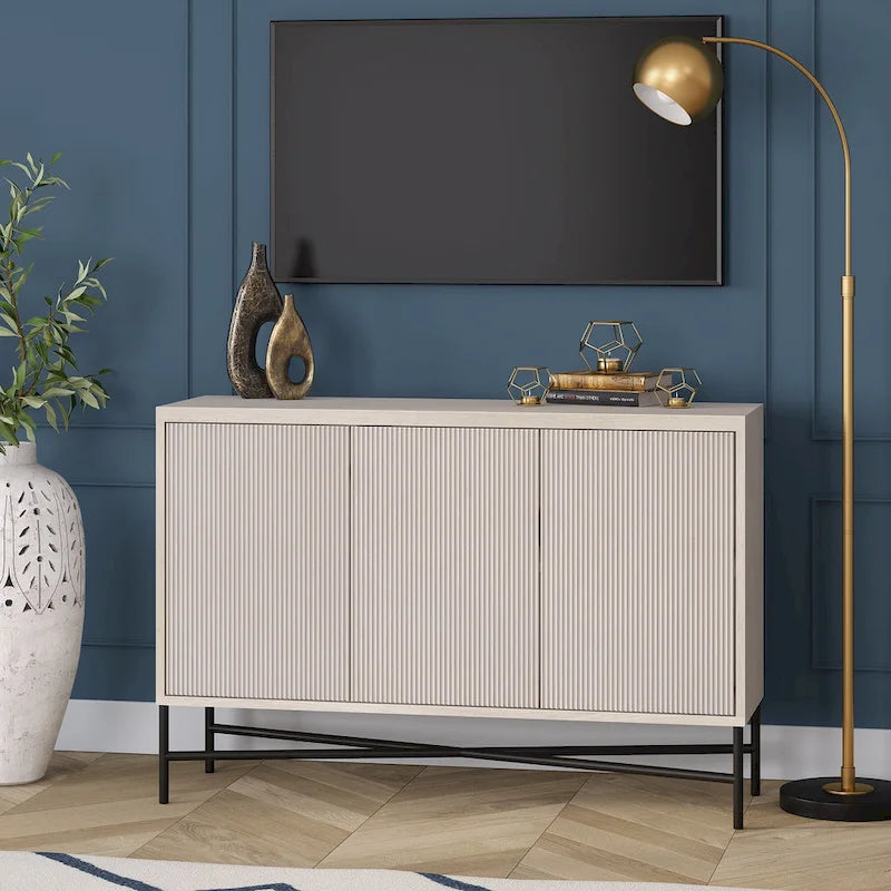 48" Rectangular Buffet Sideboard – Black Grain / White / Alder White, 3-Door