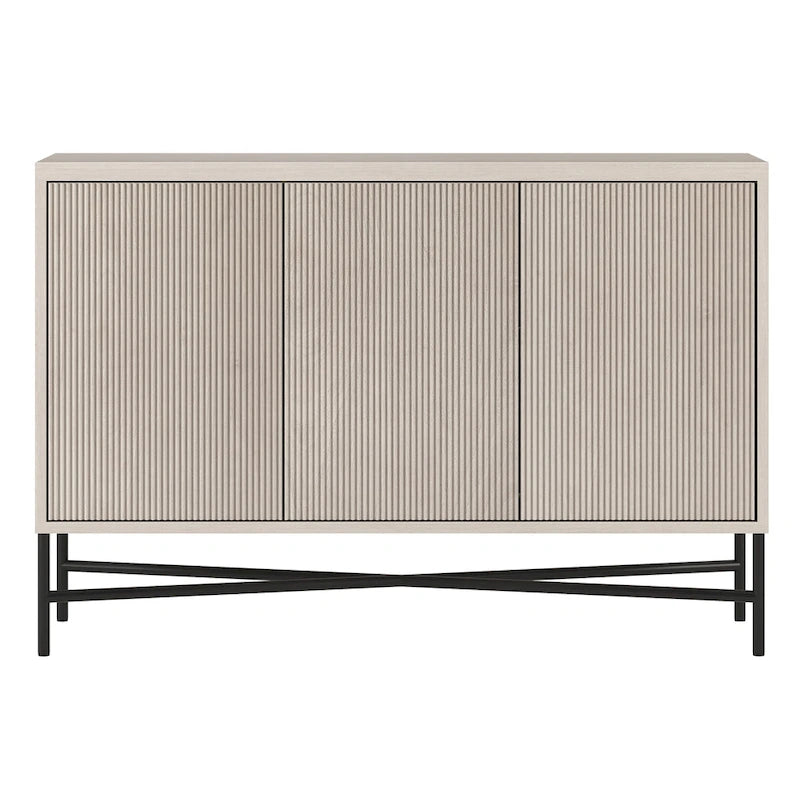 48" Rectangular Buffet Sideboard – Black Grain / White / Alder White, 3-Door