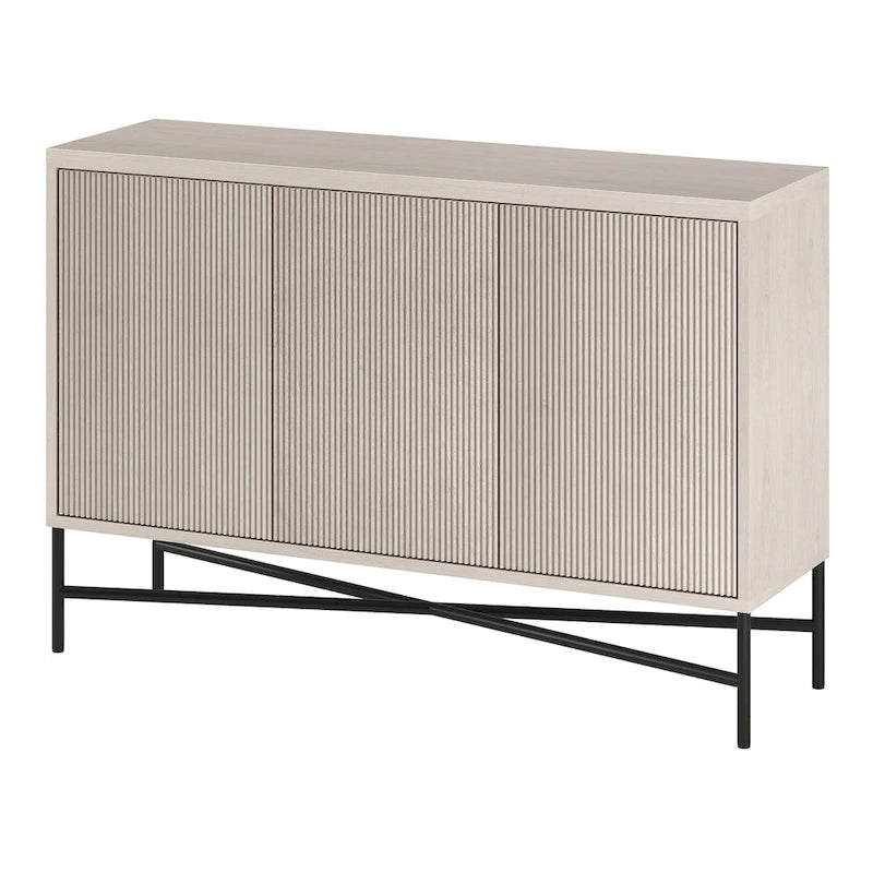 48" Rectangular Buffet Sideboard – Black Grain / White / Alder White, 3-Door