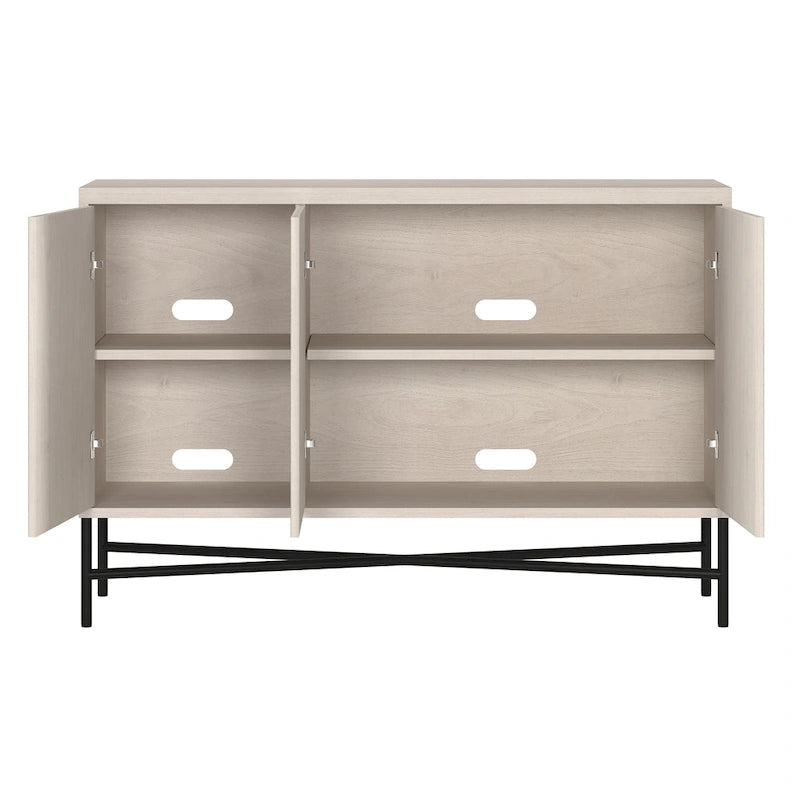 48" Rectangular Buffet Sideboard – Black Grain / White / Alder White, 3-Door