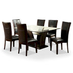 Dark Cherry / Brown or White / Seats 6 — Contemporary 7-Piece Dining Set with Glass Top