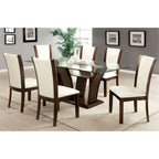 Dark Cherry / Brown or White / Seats 6 — Contemporary 7-Piece Dining Set with Glass Top