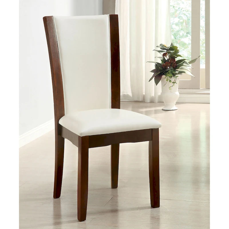 Dark Cherry / Brown or White / Seats 6 — Contemporary 7-Piece Dining Set with Glass Top