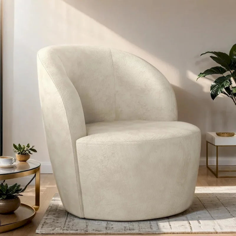 Grey / Beige / Red Swivel Barrel Accent Chair, Single Seat