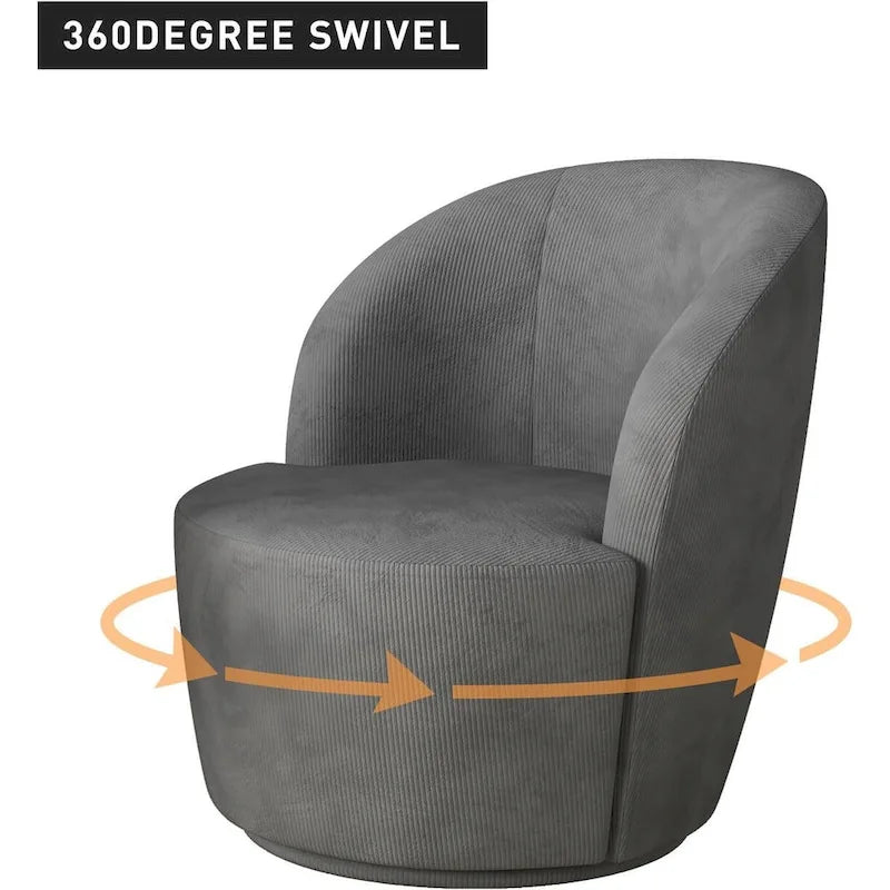 Grey / Beige / Red Swivel Barrel Accent Chair, Single Seat