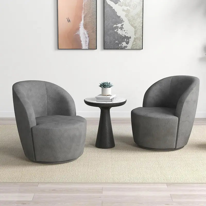 Grey / Beige / Red Swivel Barrel Accent Chair, Single Seat