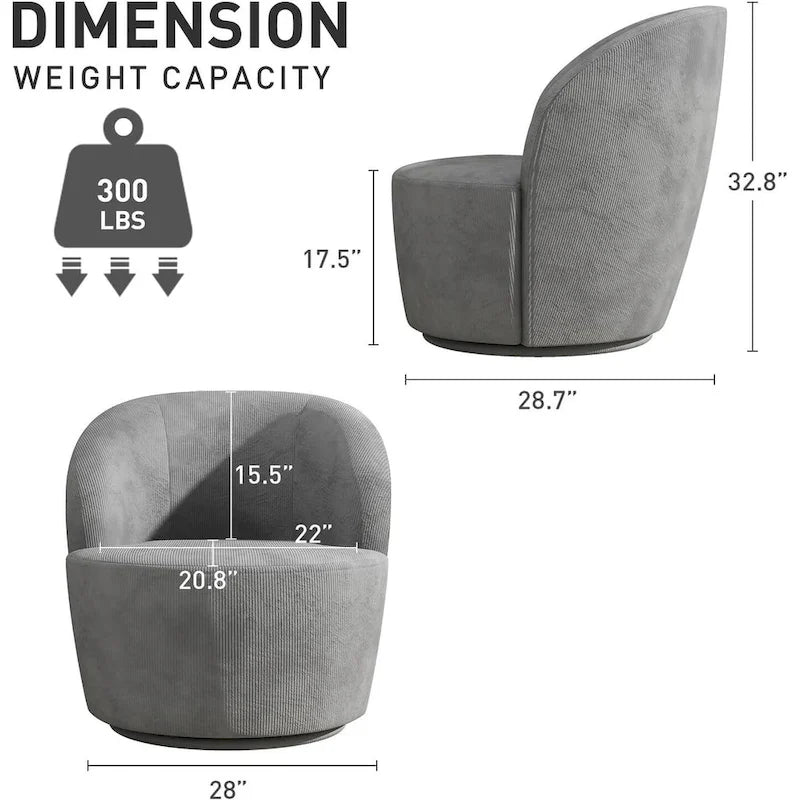 Grey / Beige / Red Swivel Barrel Accent Chair, Single Seat