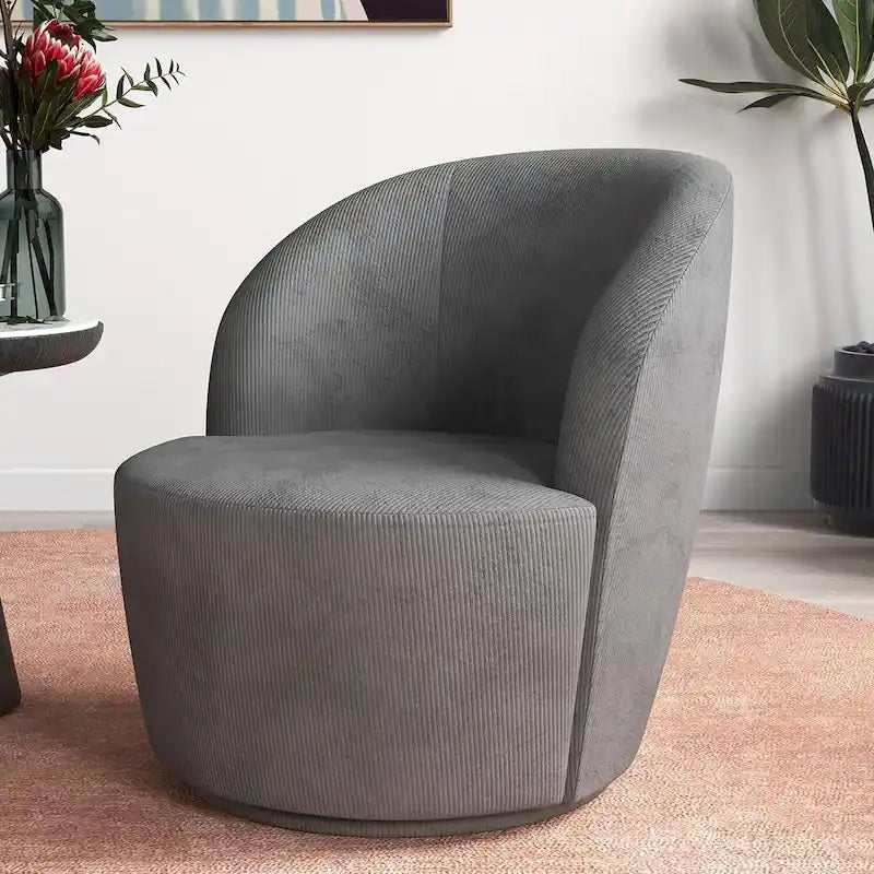 Grey / Beige / Red Swivel Barrel Accent Chair, Single Seat