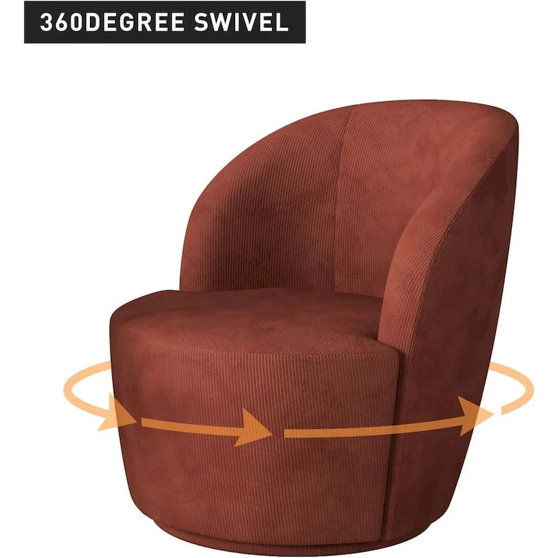 Grey / Beige / Red Swivel Barrel Accent Chair, Single Seat