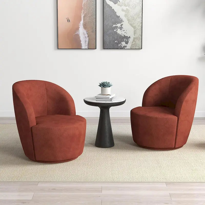 Grey / Beige / Red Swivel Barrel Accent Chair, Single Seat
