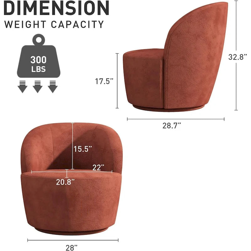 Grey / Beige / Red Swivel Barrel Accent Chair, Single Seat