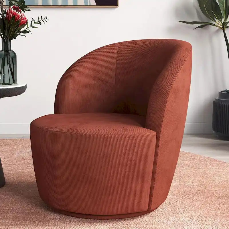 Grey / Beige / Red Swivel Barrel Accent Chair, Single Seat