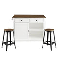 White/Black 2-Stool Kitchen Island Set (Seats 2)