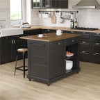 White/Black 2-Stool Kitchen Island Set (Seats 2)