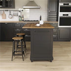 White/Black 2-Stool Kitchen Island Set (Seats 2)