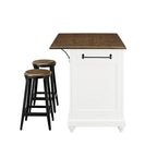 White/Black 2-Stool Kitchen Island Set (Seats 2)