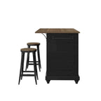 White/Black 2-Stool Kitchen Island Set (Seats 2)