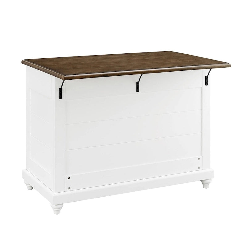 White/Black 2-Stool Kitchen Island Set (Seats 2)
