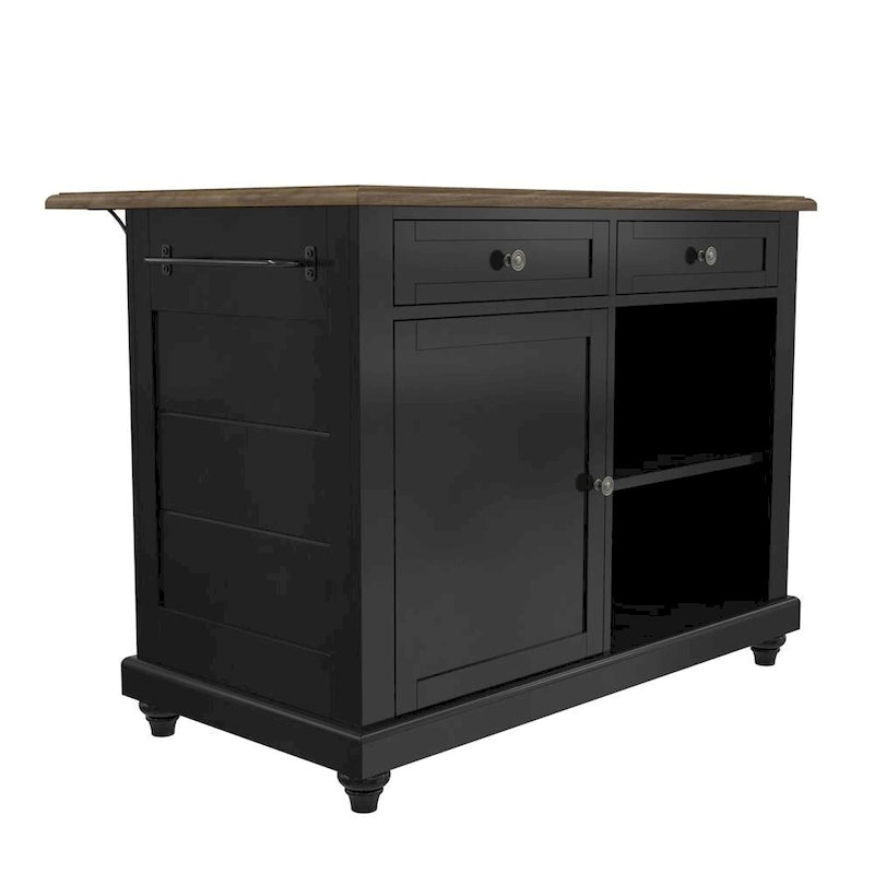 White/Black 2-Stool Kitchen Island Set (Seats 2)