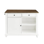 White/Black 2-Stool Kitchen Island Set (Seats 2)