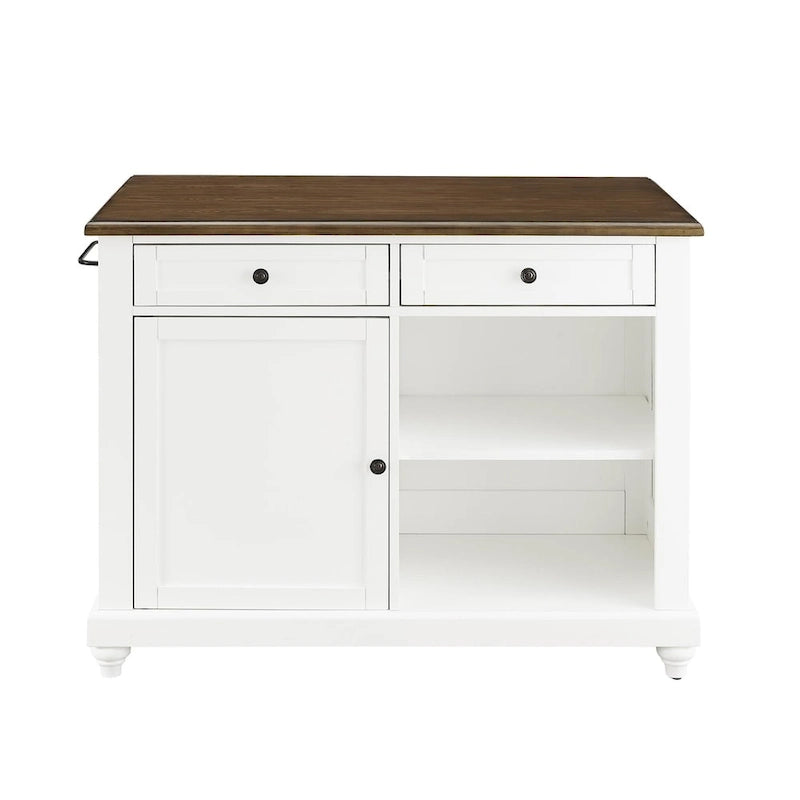 White/Black 2-Stool Kitchen Island Set (Seats 2)