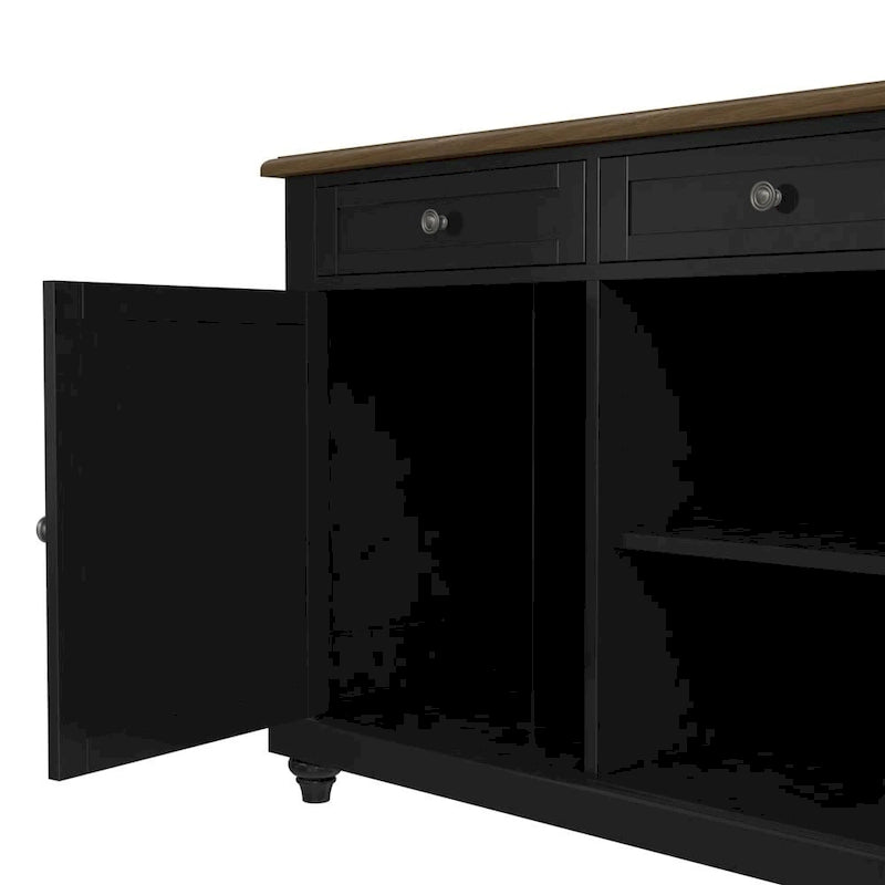 White/Black 2-Stool Kitchen Island Set (Seats 2)