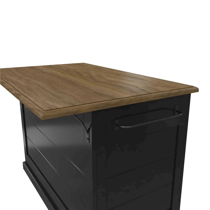 White/Black 2-Stool Kitchen Island Set (Seats 2)