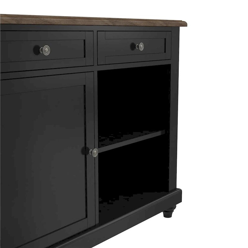 White/Black 2-Stool Kitchen Island Set (Seats 2)