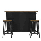 White/Black 2-Stool Kitchen Island Set (Seats 2)