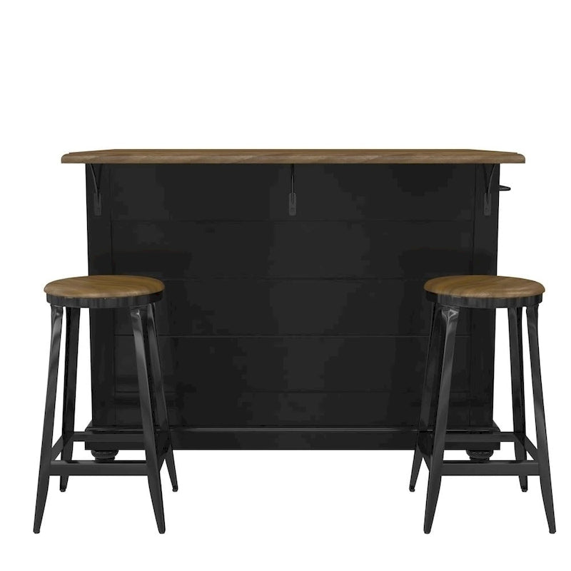 White/Black 2-Stool Kitchen Island Set (Seats 2)