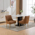 PU Leather Accent Chair with Rear Handle, Set of 2 – Brown / Blue / Black / Mustard / Dark Apricot
