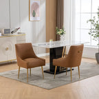 PU Leather Accent Chair with Rear Handle, Set of 2 – Brown / Blue / Black / Mustard / Dark Apricot