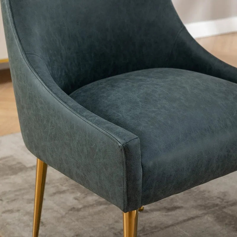 PU Leather Accent Chair with Rear Handle, Set of 2 – Brown / Blue / Black / Mustard / Dark Apricot