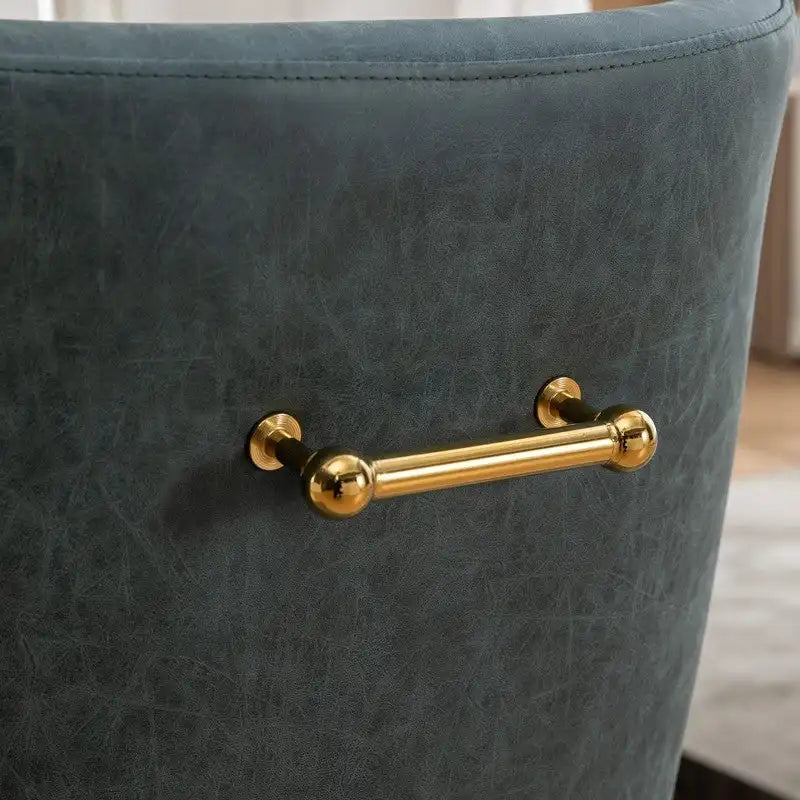 PU Leather Accent Chair with Rear Handle, Set of 2 – Brown / Blue / Black / Mustard / Dark Apricot
