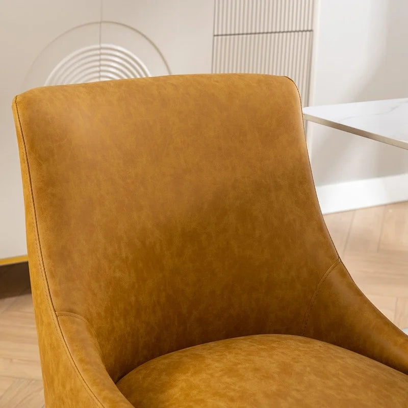 PU Leather Accent Chair with Rear Handle, Set of 2 – Brown / Blue / Black / Mustard / Dark Apricot