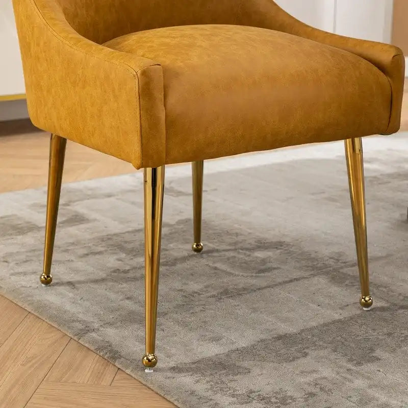 PU Leather Accent Chair with Rear Handle, Set of 2 – Brown / Blue / Black / Mustard / Dark Apricot