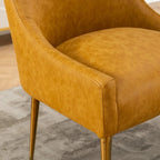 PU Leather Accent Chair with Rear Handle, Set of 2 – Brown / Blue / Black / Mustard / Dark Apricot