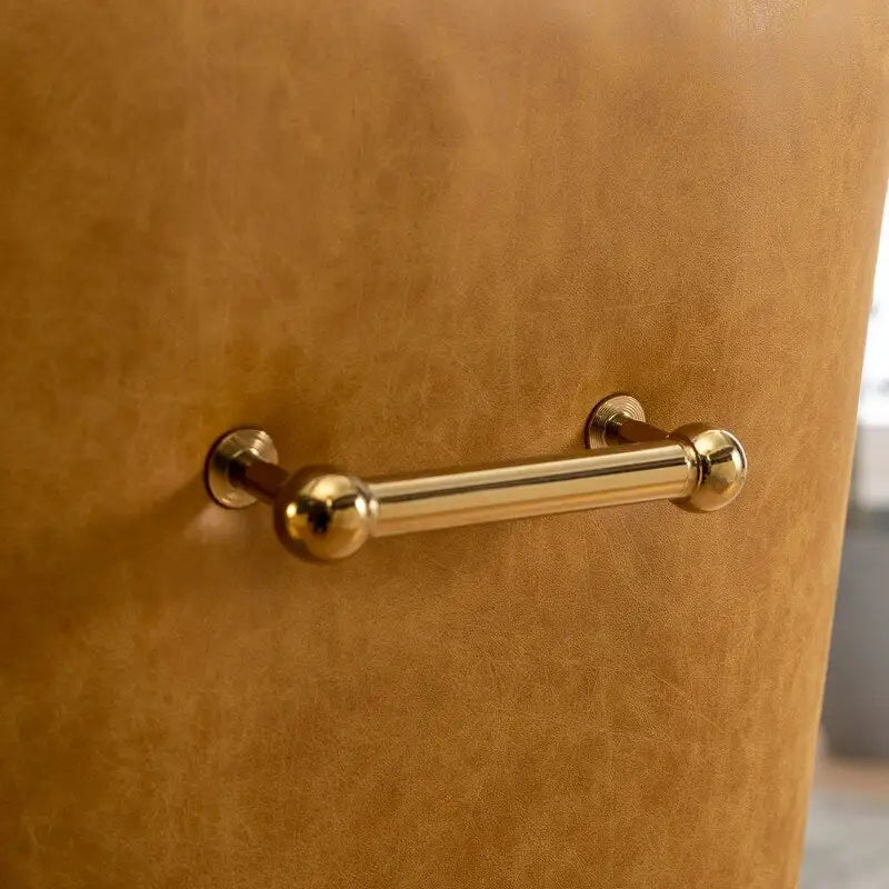 PU Leather Accent Chair with Rear Handle, Set of 2 – Brown / Blue / Black / Mustard / Dark Apricot