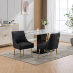 PU Leather Accent Chair with Rear Handle, Set of 2 – Brown / Blue / Black / Mustard / Dark Apricot