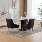 PU Leather Accent Chair with Rear Handle, Set of 2 – Brown / Blue / Black / Mustard / Dark Apricot