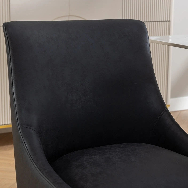 PU Leather Accent Chair with Rear Handle, Set of 2 – Brown / Blue / Black / Mustard / Dark Apricot