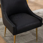 PU Leather Accent Chair with Rear Handle, Set of 2 – Brown / Blue / Black / Mustard / Dark Apricot