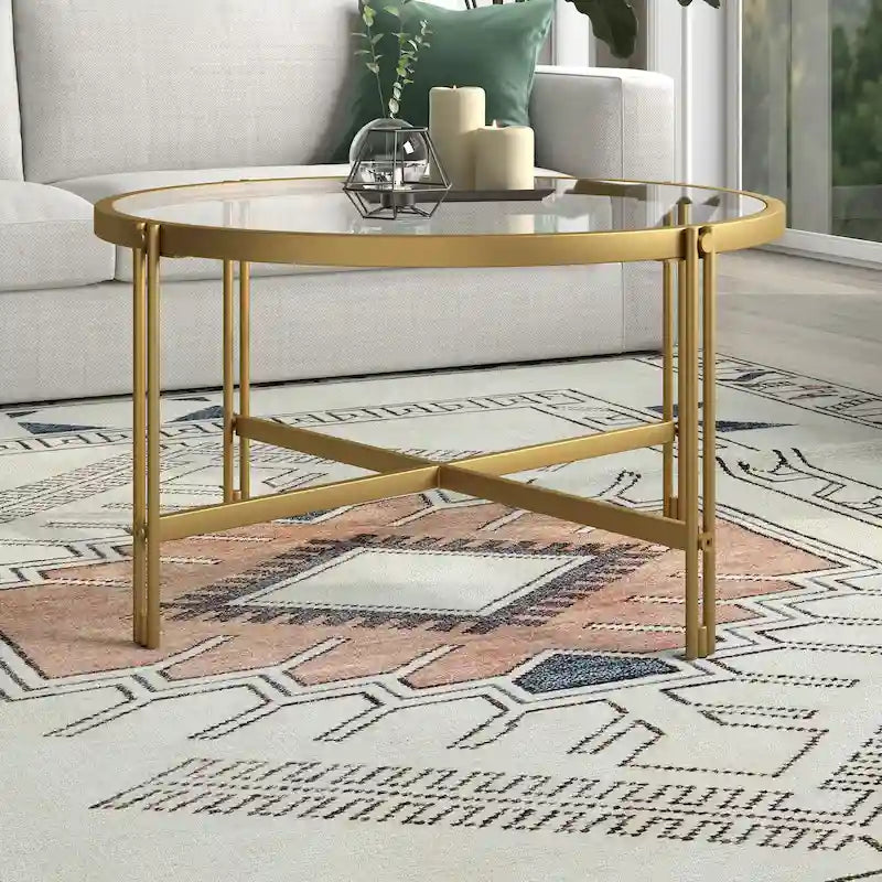 Brass / Blackened Bronze Square Tempered Glass Coffee Table