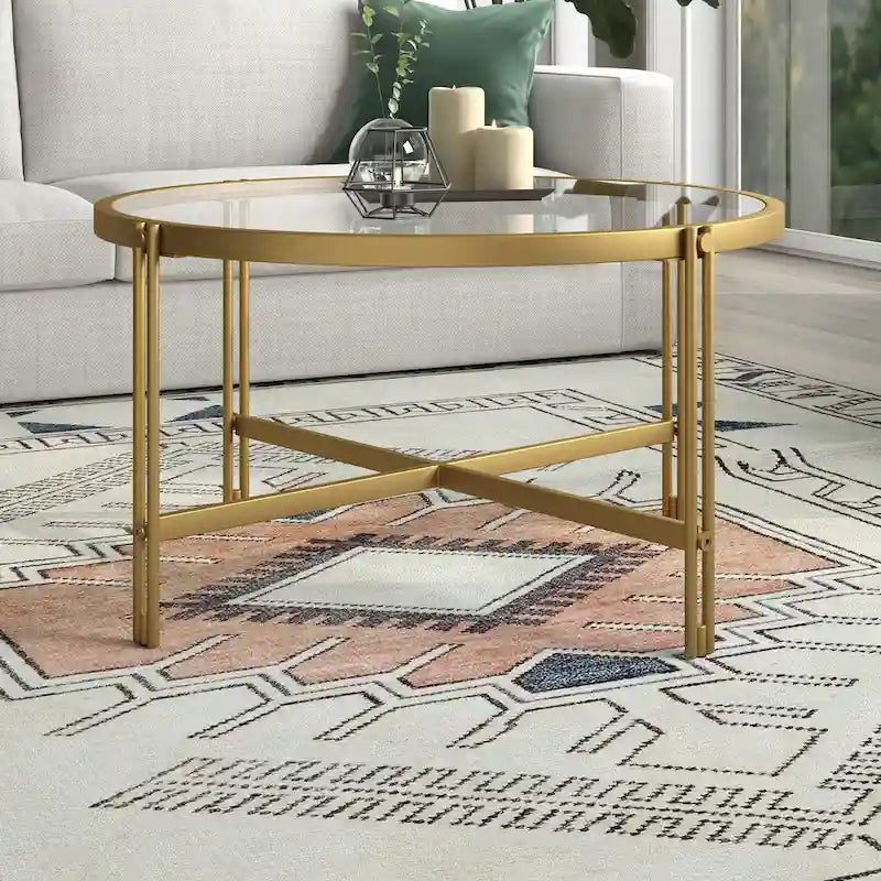 Brass / Blackened Bronze Square Tempered Glass Coffee Table