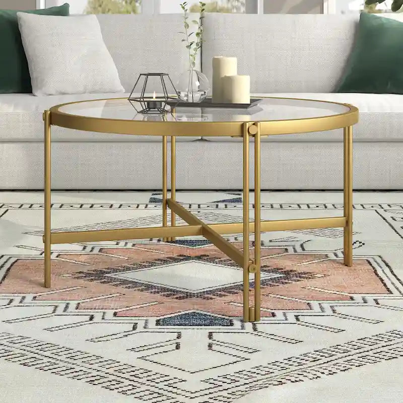 Brass / Blackened Bronze Square Tempered Glass Coffee Table