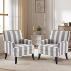 Blue / Red / Grey Nailhead Trim Accent Arm Chair, Set of 2